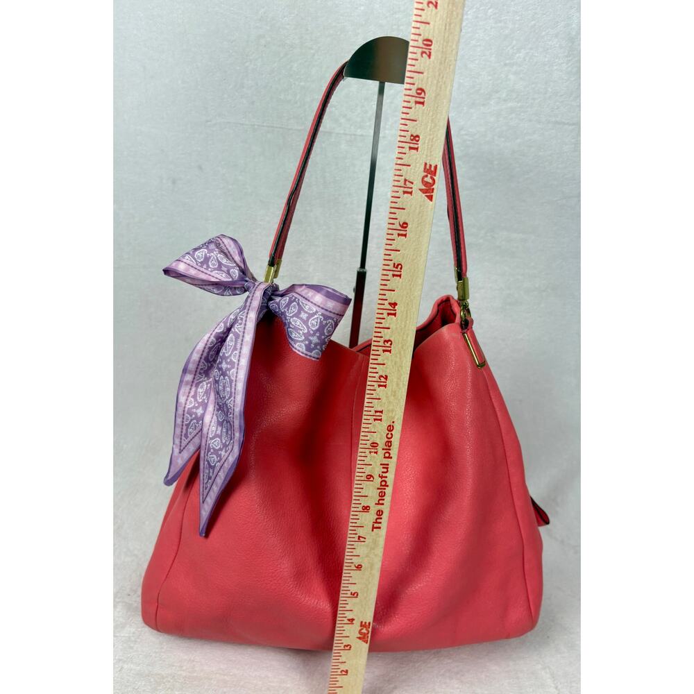 Coach Madison Phoebe Shoulder Bag in Pink/Dahlia Pebble Leather with Scarf - Picture 10 of 16